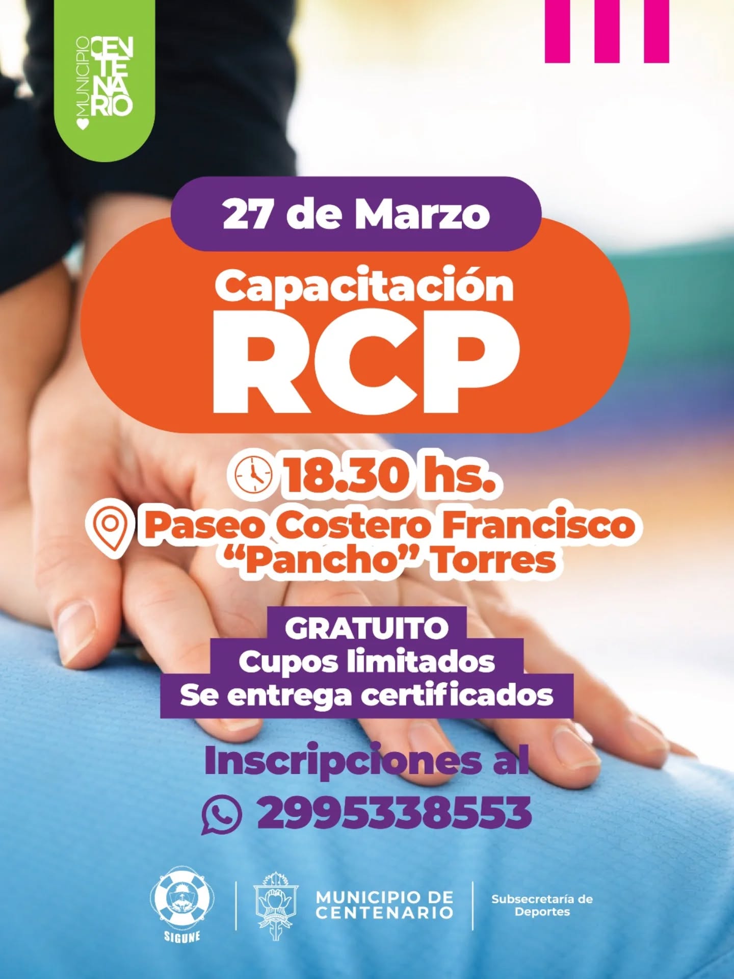 Imagen de CAPACITACIÓN GRATUITA DE RCP EN EL PASEO COSTERO
