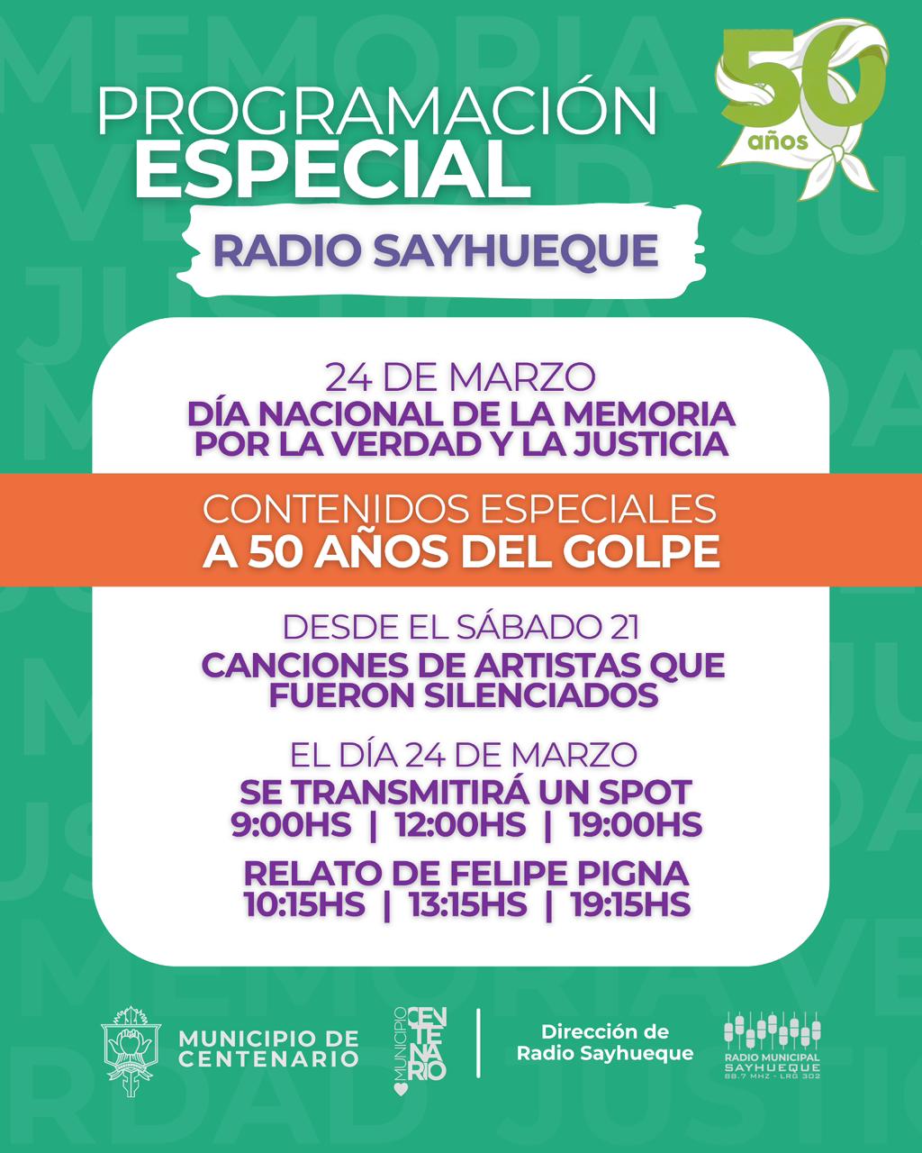 Imagen de RADIO SAYHUEQUE PRESENTA UNA PROGRAMACIÓN ESPECIAL POR EL DÍA NACIONAL DE LA MEMORIA 
