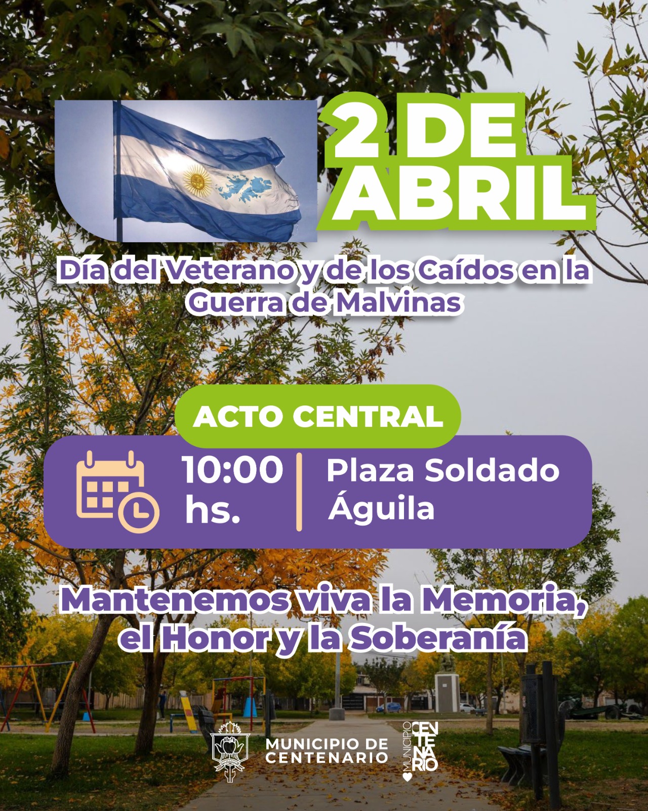 Imagen de 2 DE ABRIL: ACTO CONMEMORATIVO POR MALVINAS EN PLAZA SOLDADO ÁGUILA