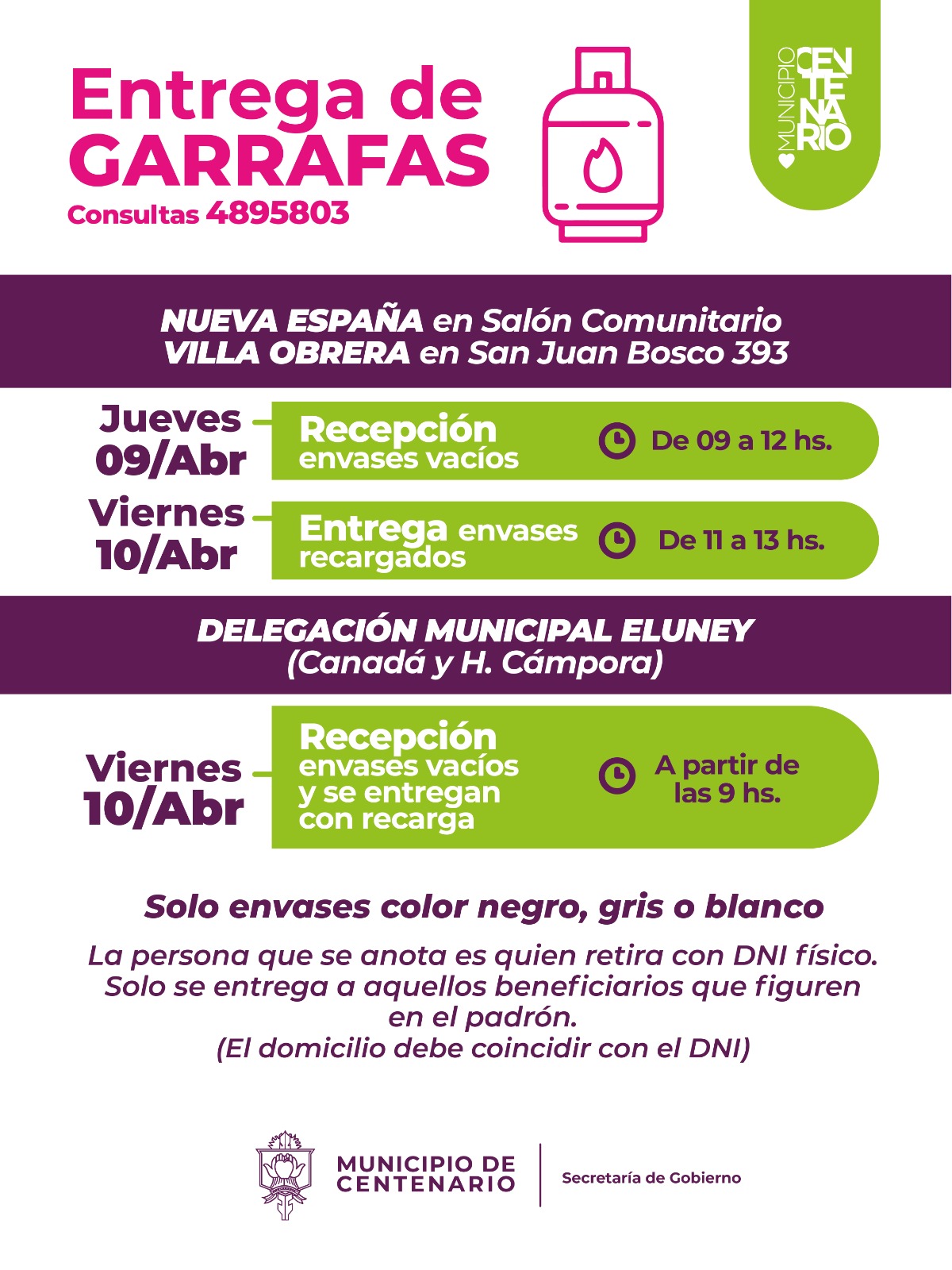 Imagen de ENTREGA DE GARRAFAS PARA LOS BARRIOS NUEVA ESPAÑA, VILLA OBRERA Y ELUNEY