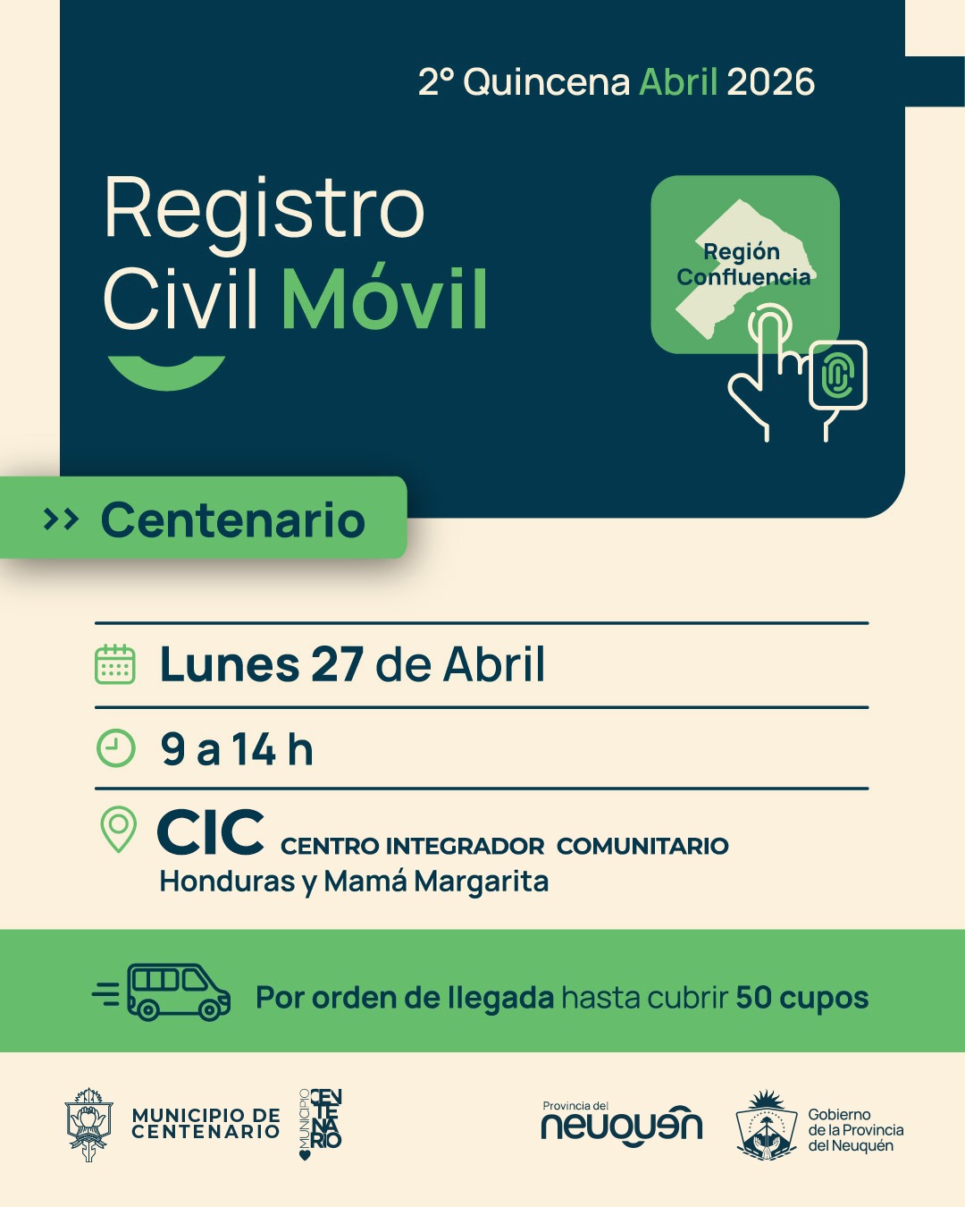 Imagen de REGISTRO CIVIL MÓVIL: LLEGA A CENTENARIO PARA ACERCAR TRÁMITES A LOS VECINOS