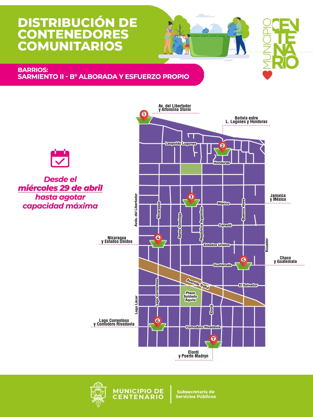 Imagen de CONTENEDORES COMUNITARIOS: EN BARRIOS SARMIENTO II, ALBORADA Y ESFUERZO PROPIO 