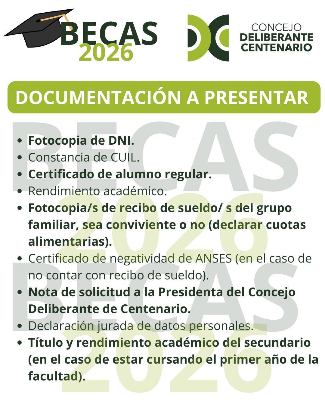 Imagen de YA ESTÁN ABIERTAS LAS INSCRIPCIONES PARA LAS BECAS ESTUDIANTILES 2026 DEL CONCEJO DELIBERANTE