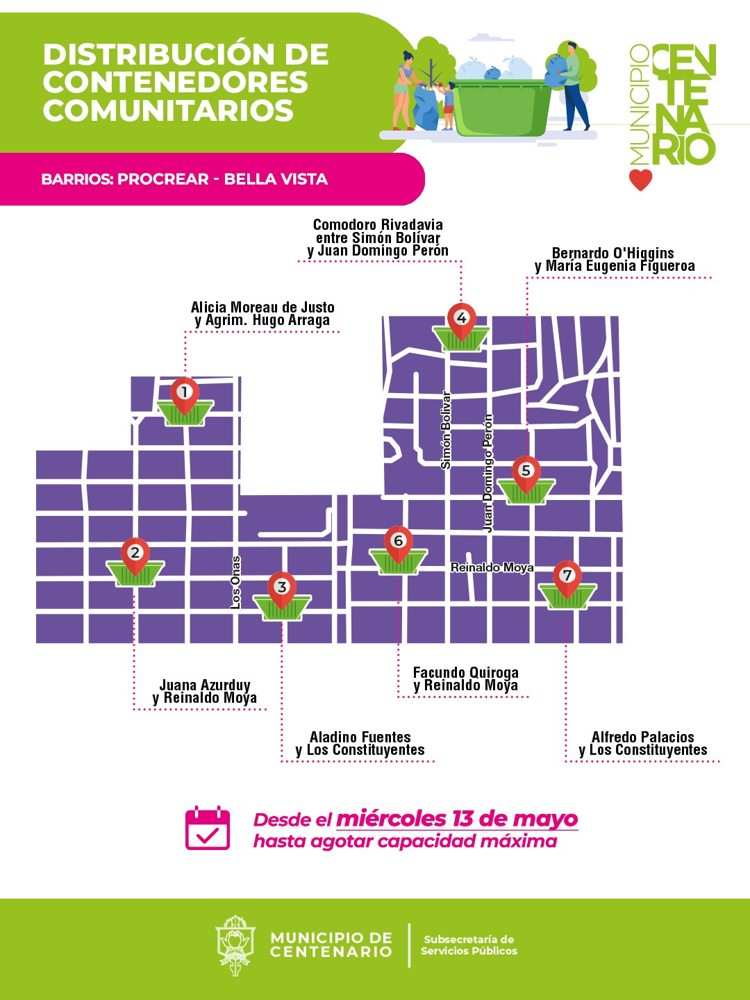 Imagen de EL MUNICIPIO INSTALARÁ CONTENEDORES COMUNITARIOS EN LOS BARRIOS PROCREAR Y BELLA VISTA