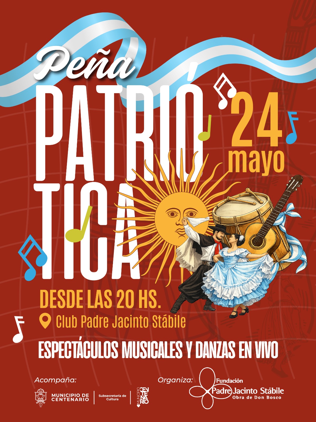 Imagen de GRAN PEÑA PATRIÓTICA: CENTENARIO CELEBRARÁ EL 24 DE MAYO CON MÚSICA, DANZA Y TRADICIÓN EN EL CLUB STÁBILE