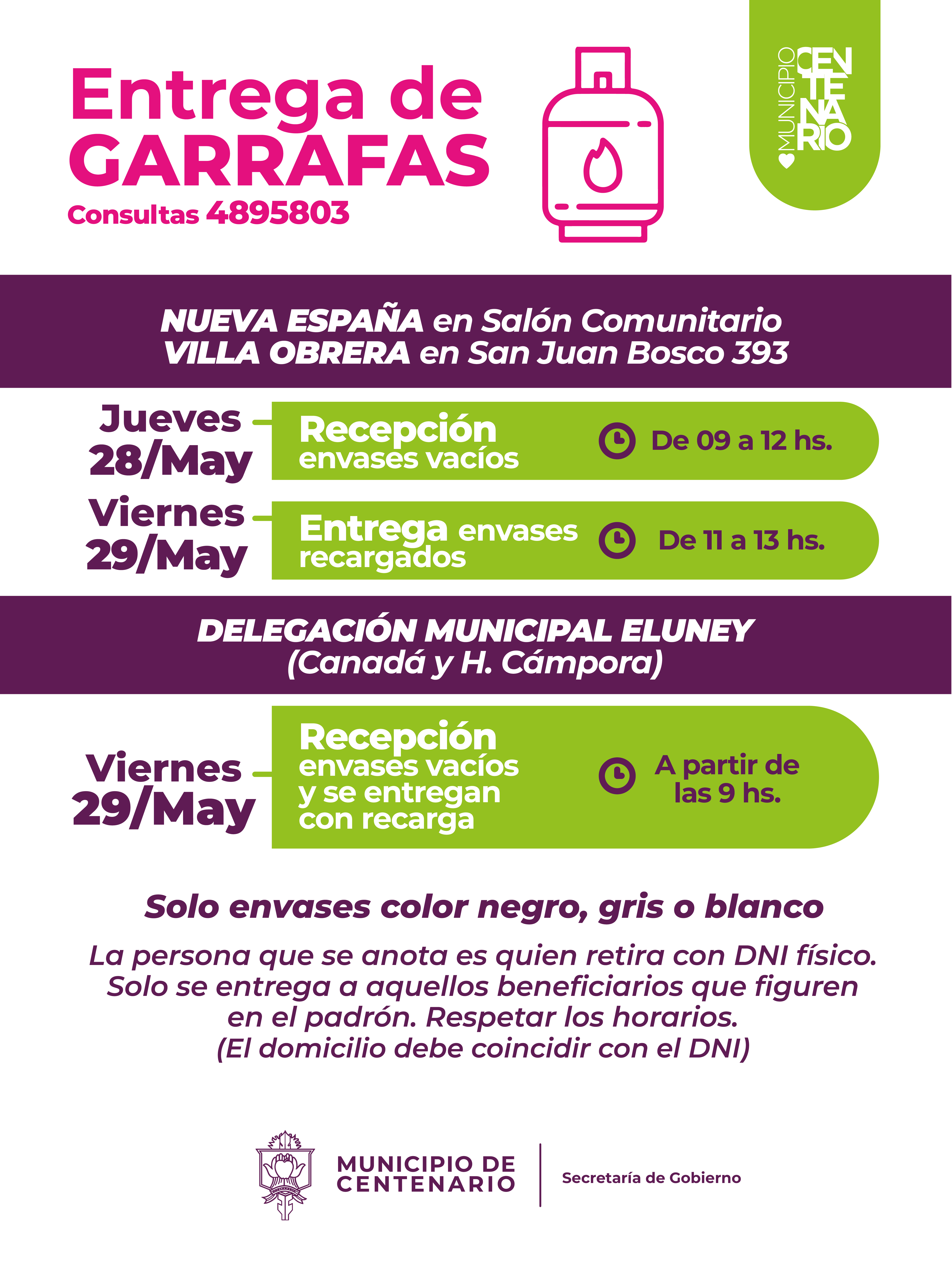 Imagen de NUEVO OPERATIVO DE ENTREGA DE GARRAFAS EN NUEVA ESPAÑA Y ELUNEY
