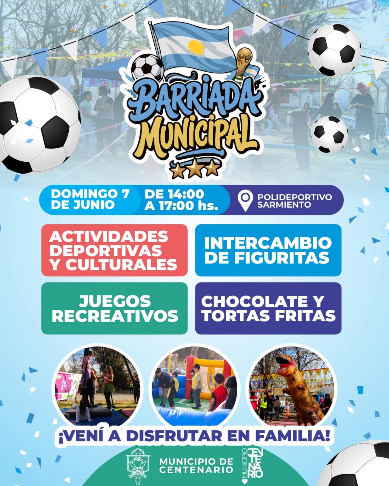 Imagen de LAS BARRIADAS MUNDIALISTAS LLEGAN AL POLIDEPORTIVO SARMIENTO CON JUEGOS, DEPORTE Y ACTIVIDADES PARA TODA LA FAMILIA