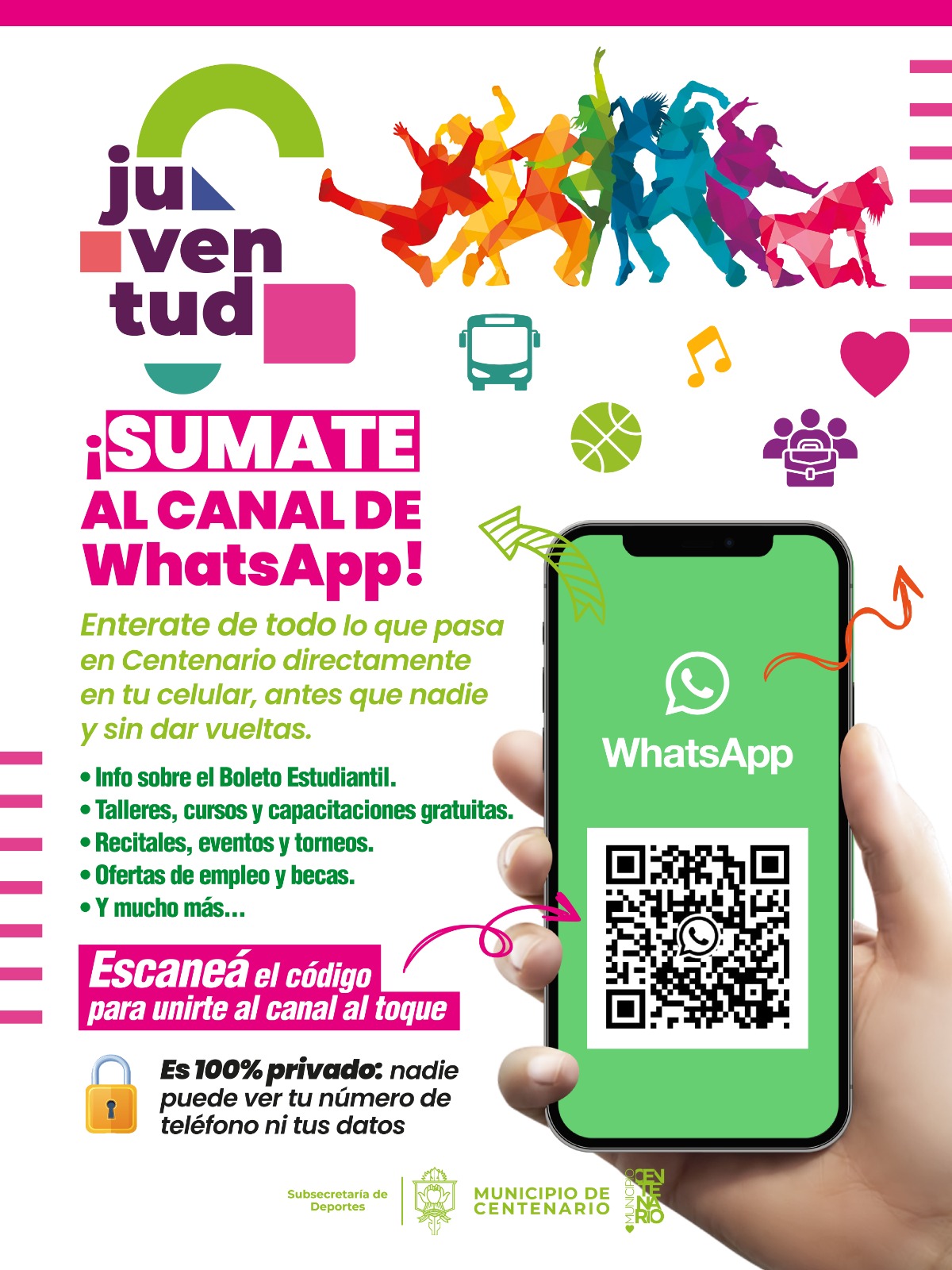 Imagen de LA DIRECCIÓN DE JUVENTUD LANZÓ SU CANAL OFICIAL DE WHATSAPP PARA ACERCAR INFORMACIÓN Y BENEFICIOS A LOS JÓVENES