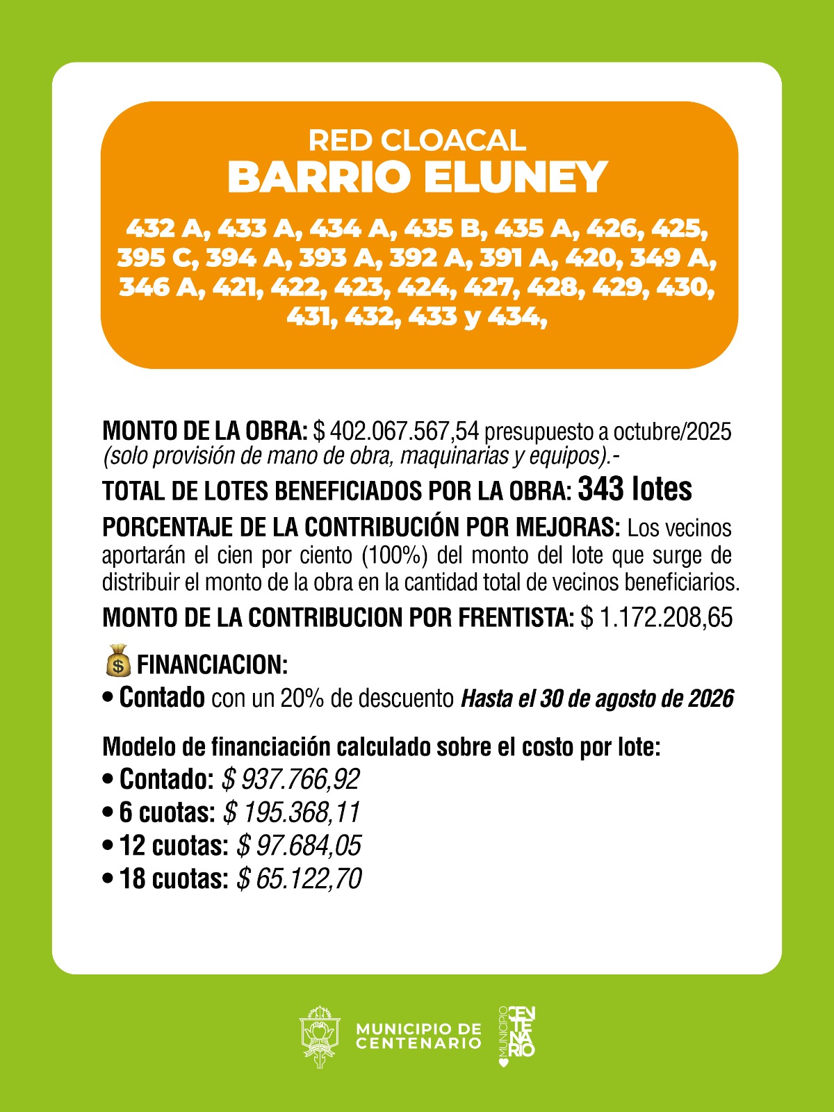 Imagen de EL MUNICIPIO PRESENTÓ EL MODELO DE FINANCIACIÓN PARA LA RED CLOACAL DEL BARRIO ELUNEY