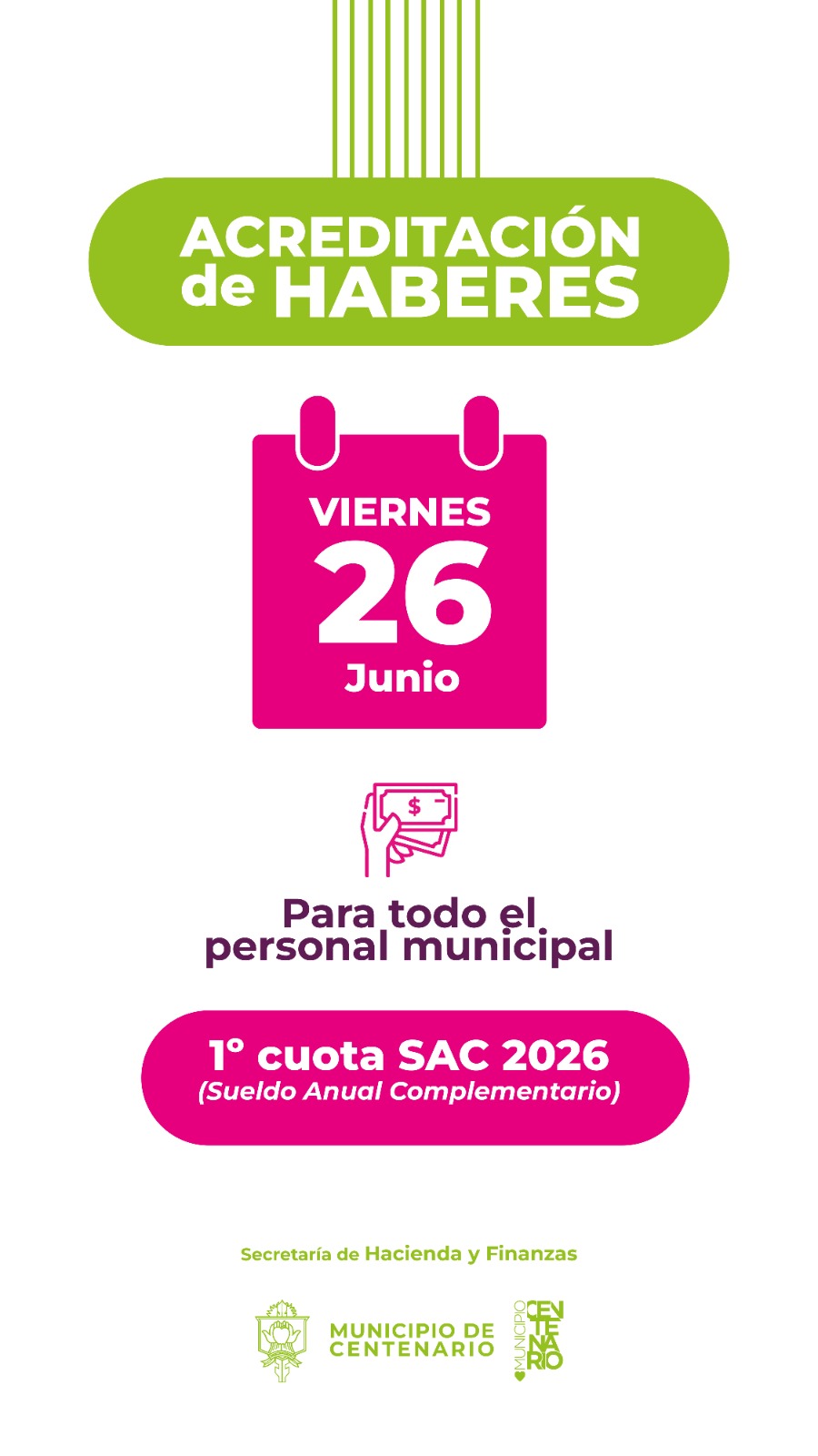 Imagen de EL MUNICIPIO ACREDITÓ EL PAGO DEL SUELDO ANUAL COMPLEMENTARIO PARA TODO EL PERSONAL