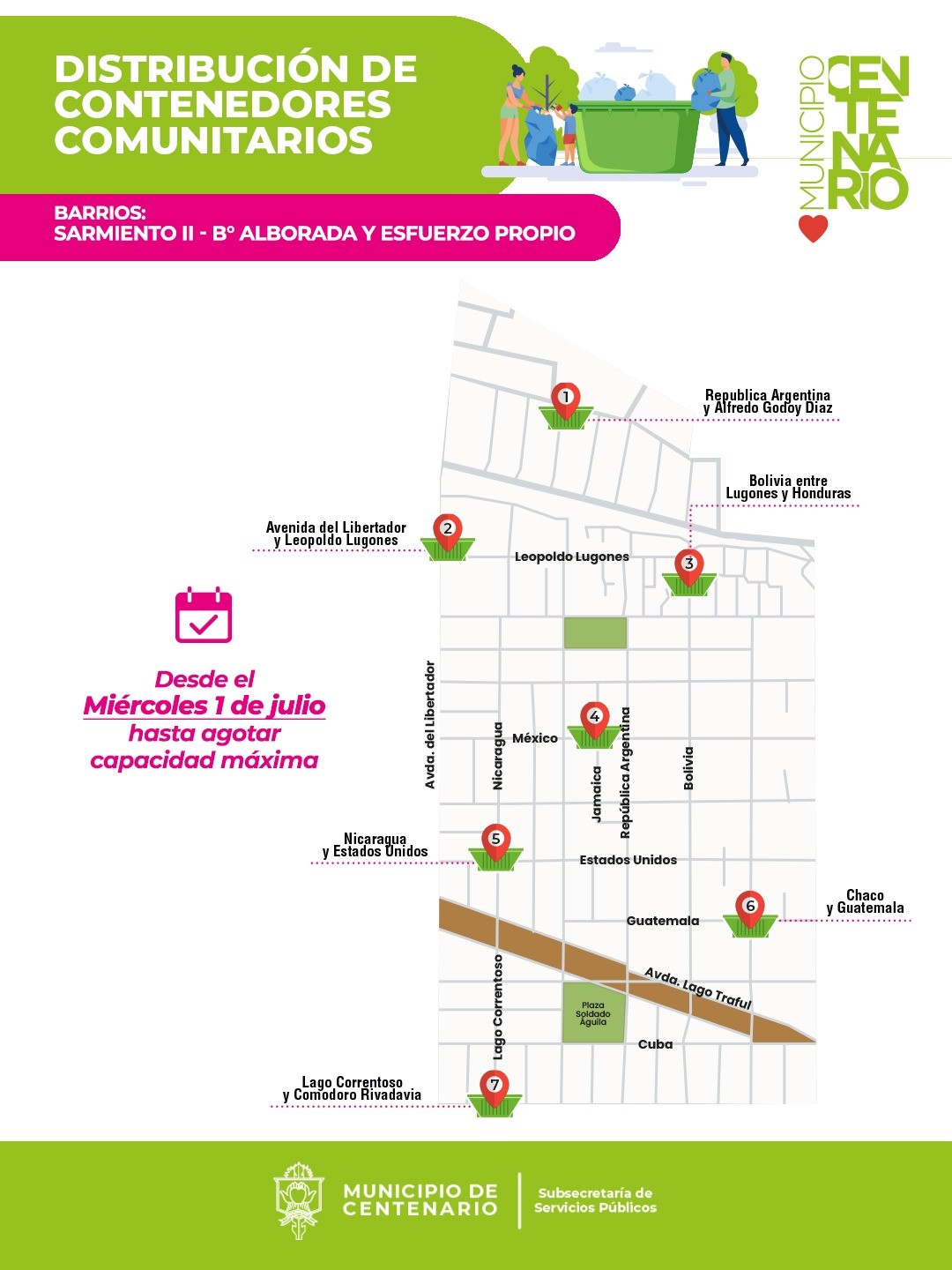 Imagen de MAÑANA EL MUNICIPIO INSTALARÁ LOS CONTENEDORES COMUNITARIOS EN LOS BARRIOS SARMIENTO II, ALBORADA Y ESFUERZO PROPIO