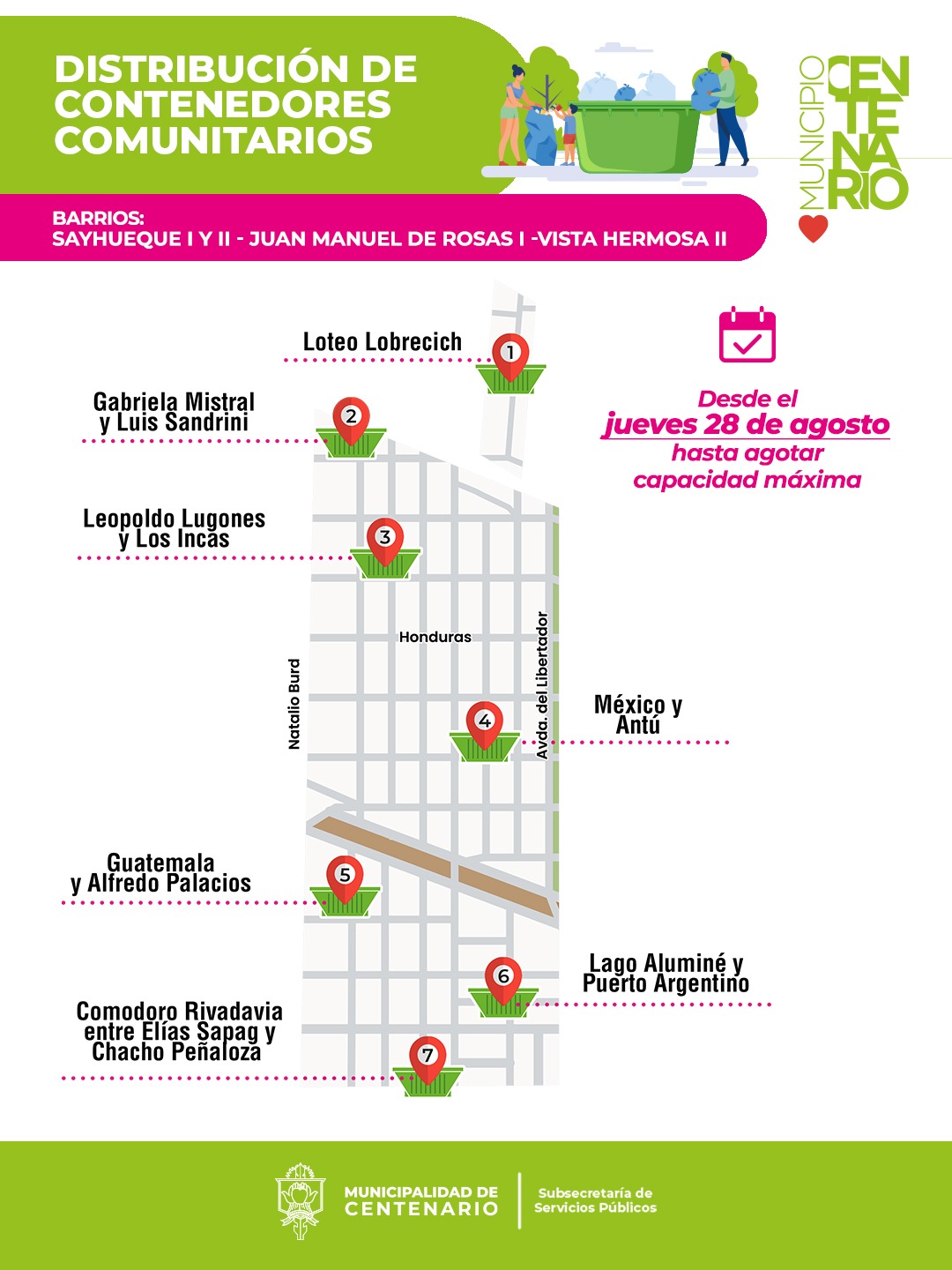 Imagen de EL MUNICIPIO CONTINÚA AMPLIANDO LA RED DE CONTENEDORES COMUNITARIOS EN LOS BARRIOS SAYHUEQUE I Y II, JUAN MANUEL DE ROSAS Y VISTA HERMOSA II