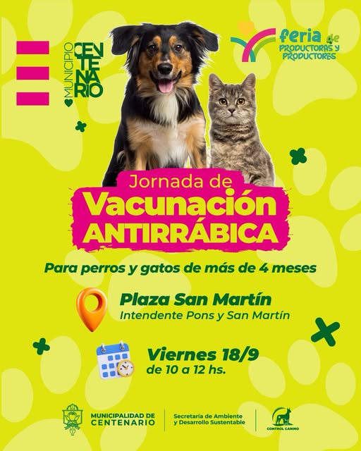 Imagen de CONTROL CANINO BRINDARÁ VACUNACIÓN ANTIRRÁBICA Y DESPARASITACIÓN GRATUITA EN LA FERIA DE PRODUCTORES