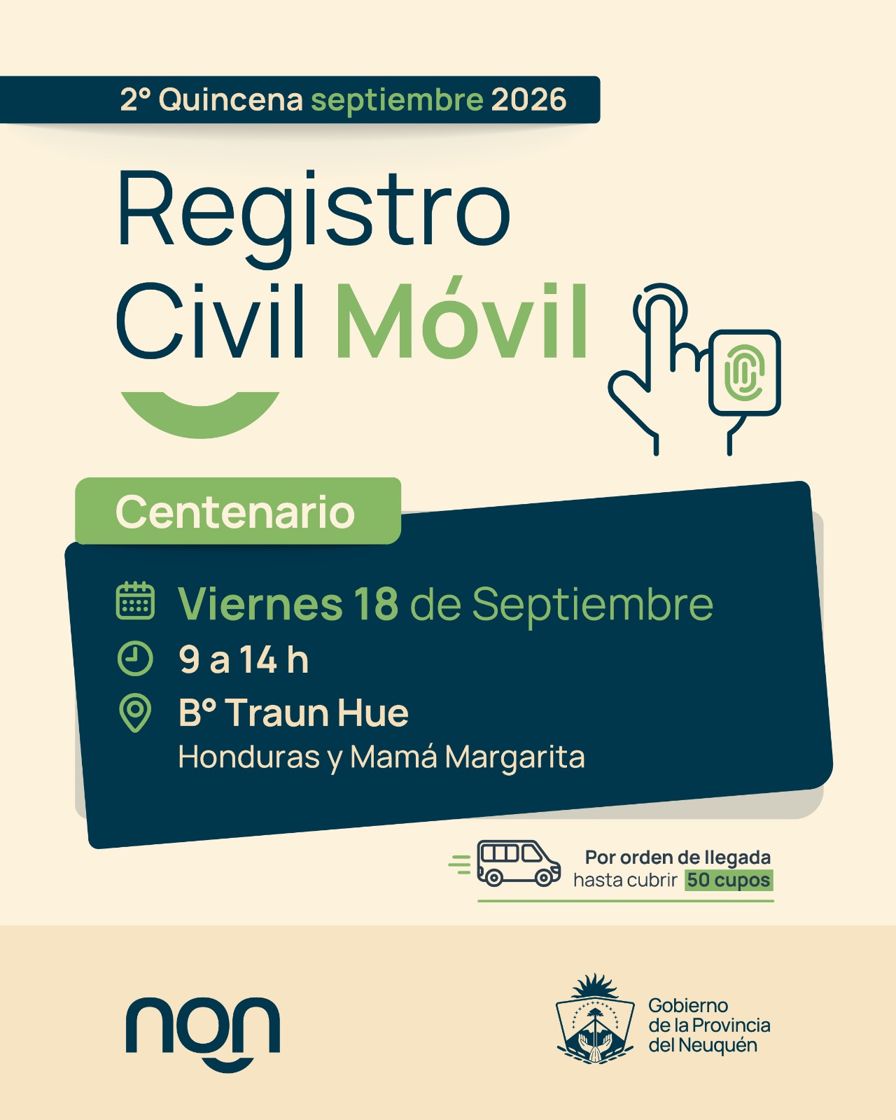 Imagen de EL REGISTRO CIVIL MÓVIL LLEGARÁ MAÑANA AL BARRIO TRAHUN HUE 